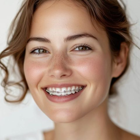 A girl with braces generated by AI